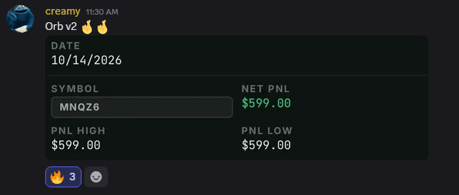 ORB V2 trade shared by creamy